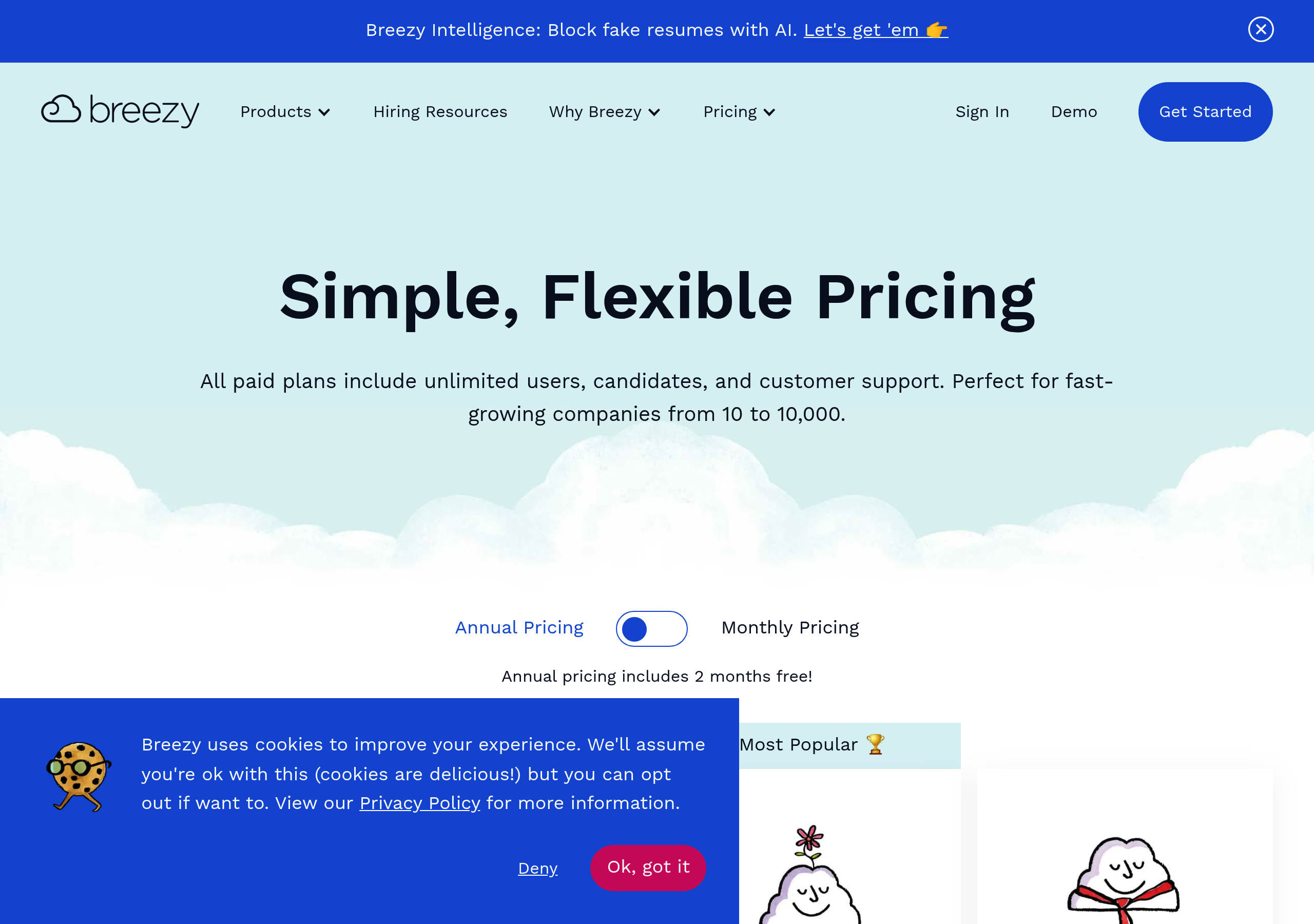 Breezy HR – Pricing screenshot Pricing – Breezy HR website breakdown
