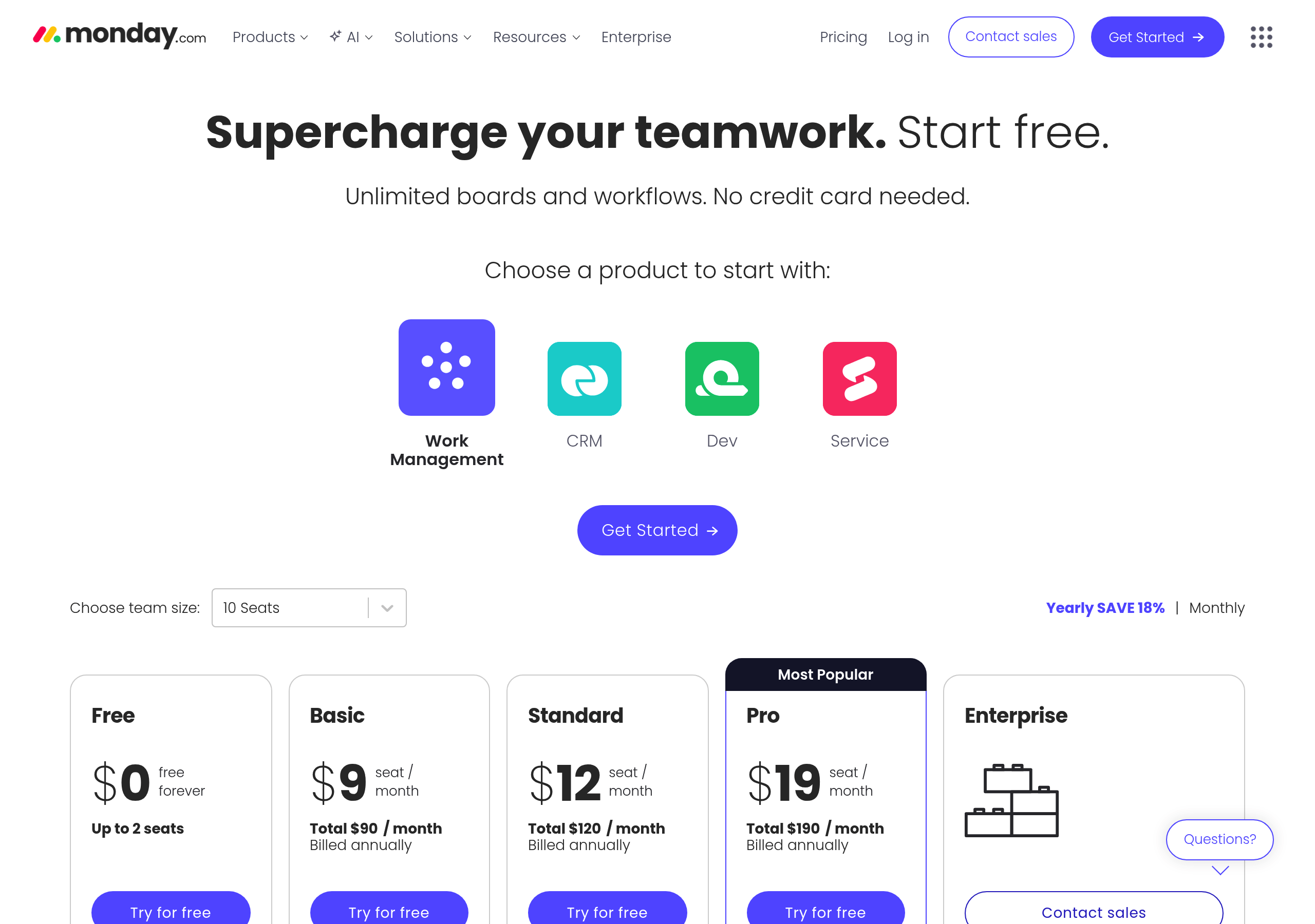 Monday.com – Pricing screenshot Pricing – Monday.com website breakdown
