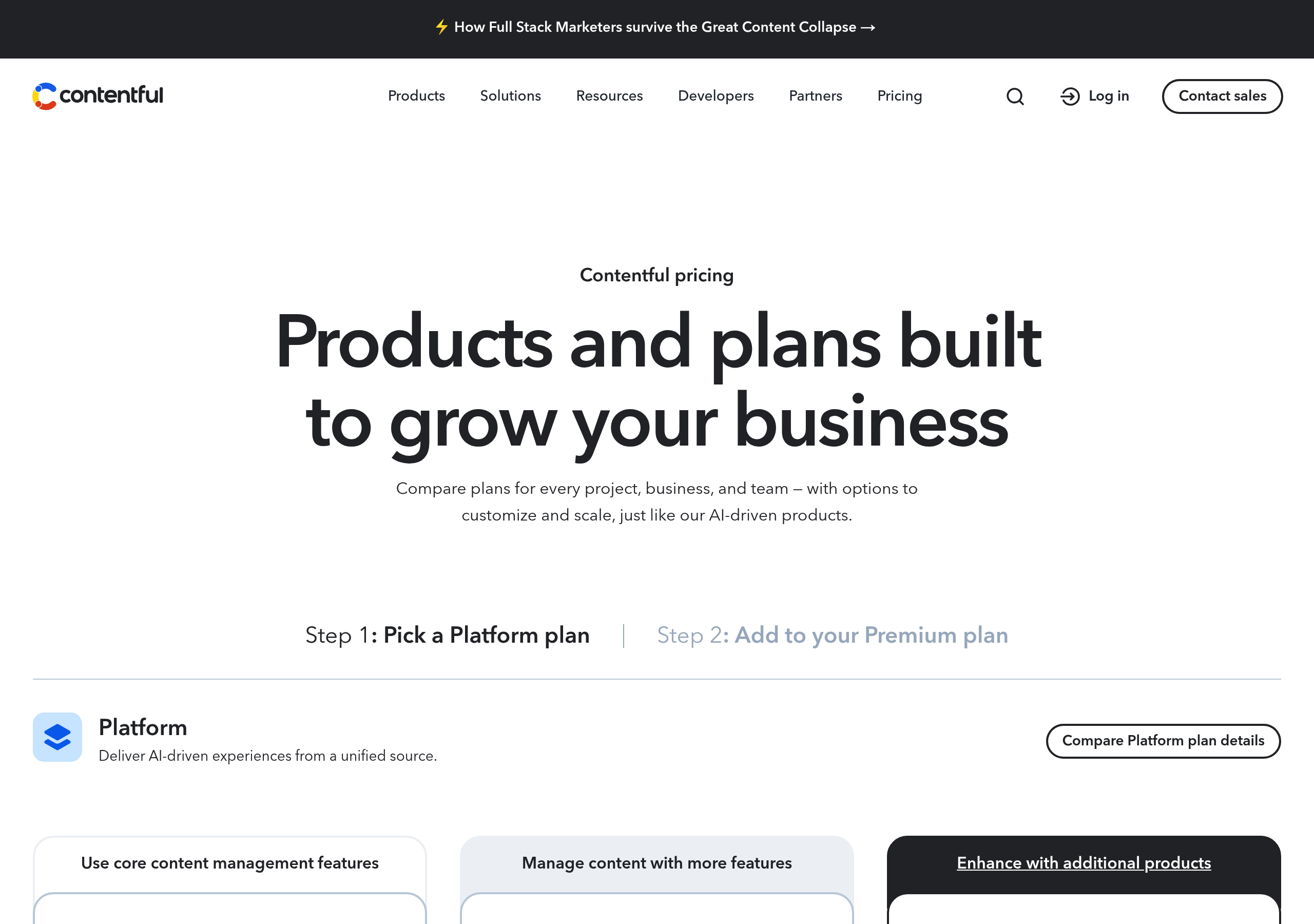 Contentful – Pricing screenshot Pricing – Contentful website breakdown