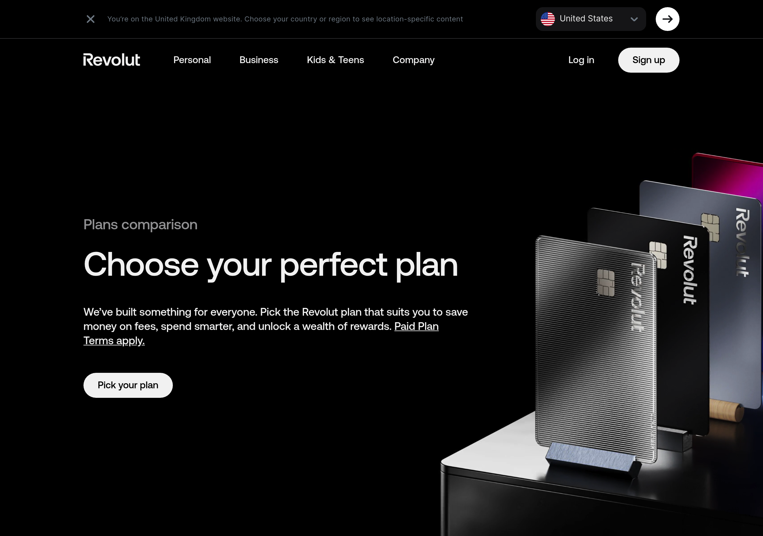 Revolut – Pricing screenshot Pricing – Revolut website breakdown