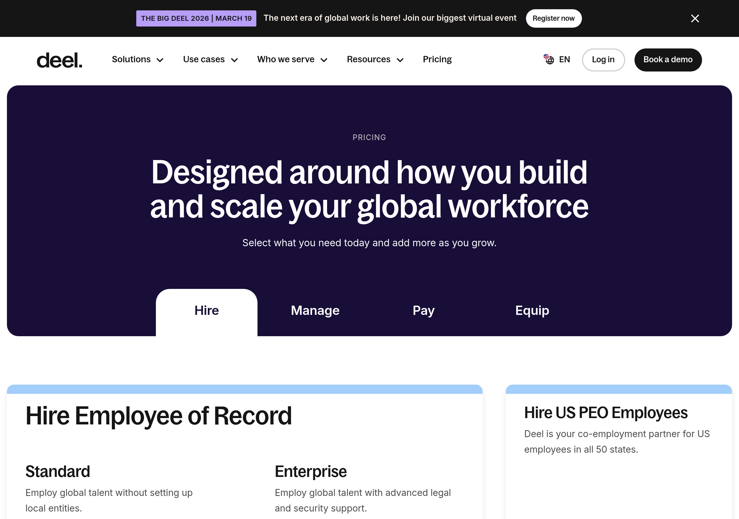 Deel – Pricing screenshot Pricing – Deel website breakdown
