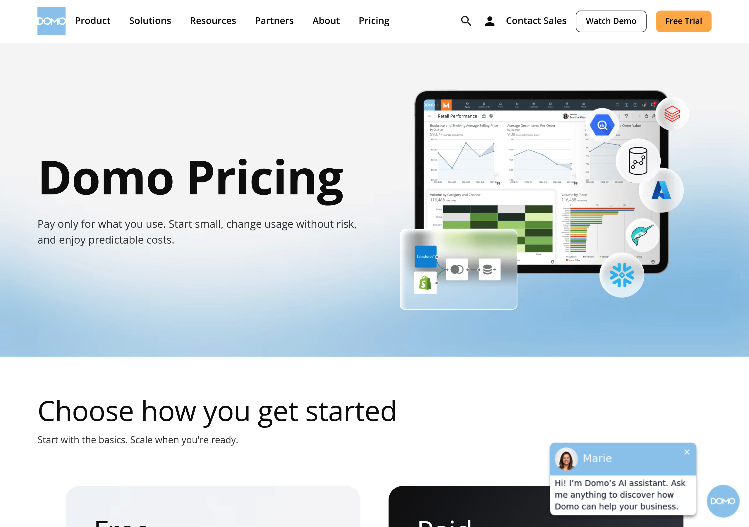 Domo – Pricing screenshot Pricing – Domo website breakdown