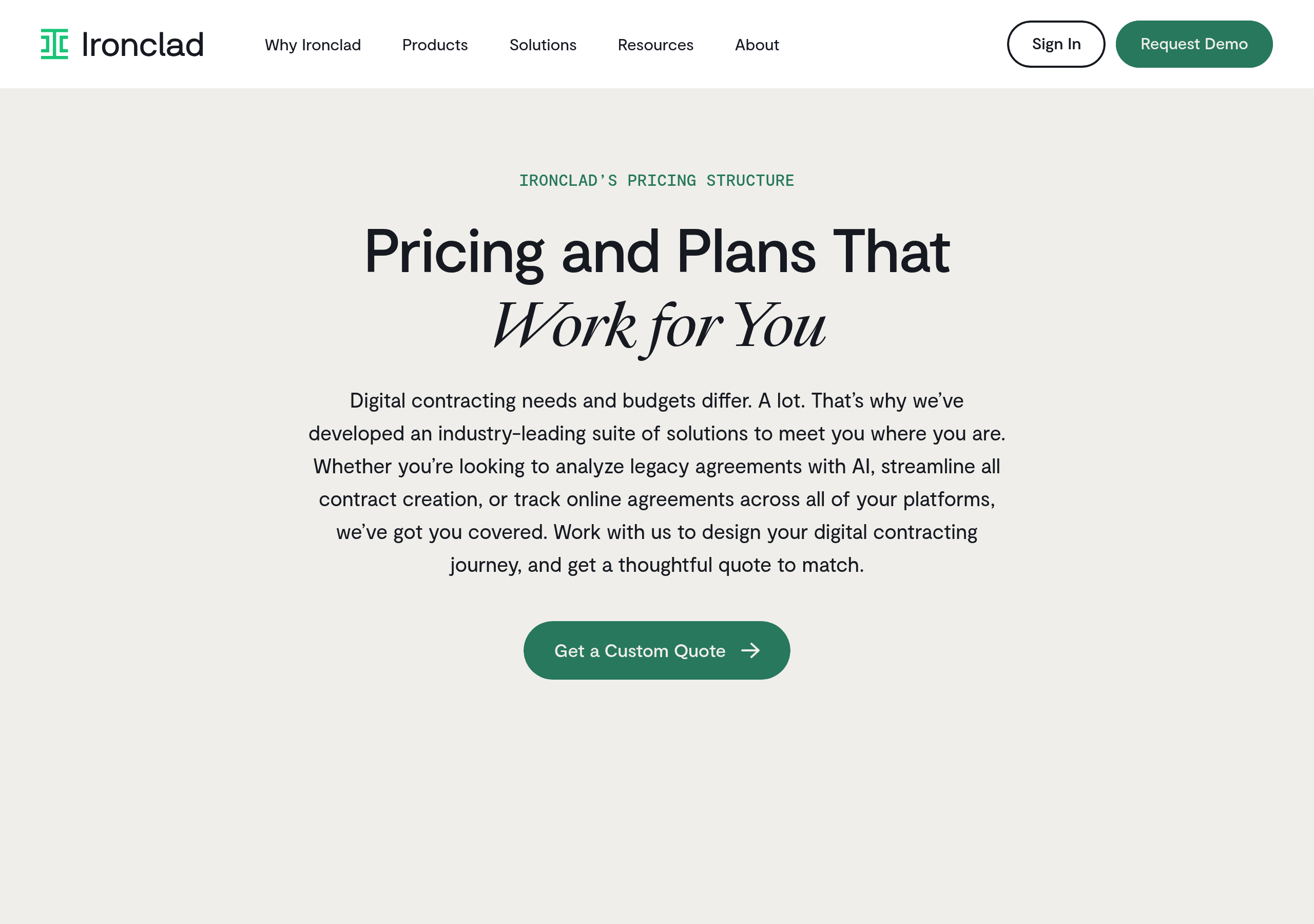 Ironclad – Pricing screenshot Pricing – Ironclad website breakdown
