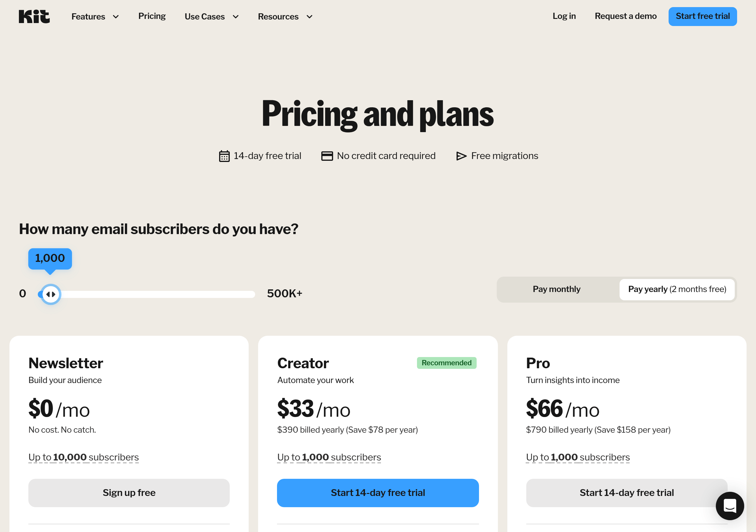ConvertKit – Pricing screenshot Pricing – ConvertKit website breakdown