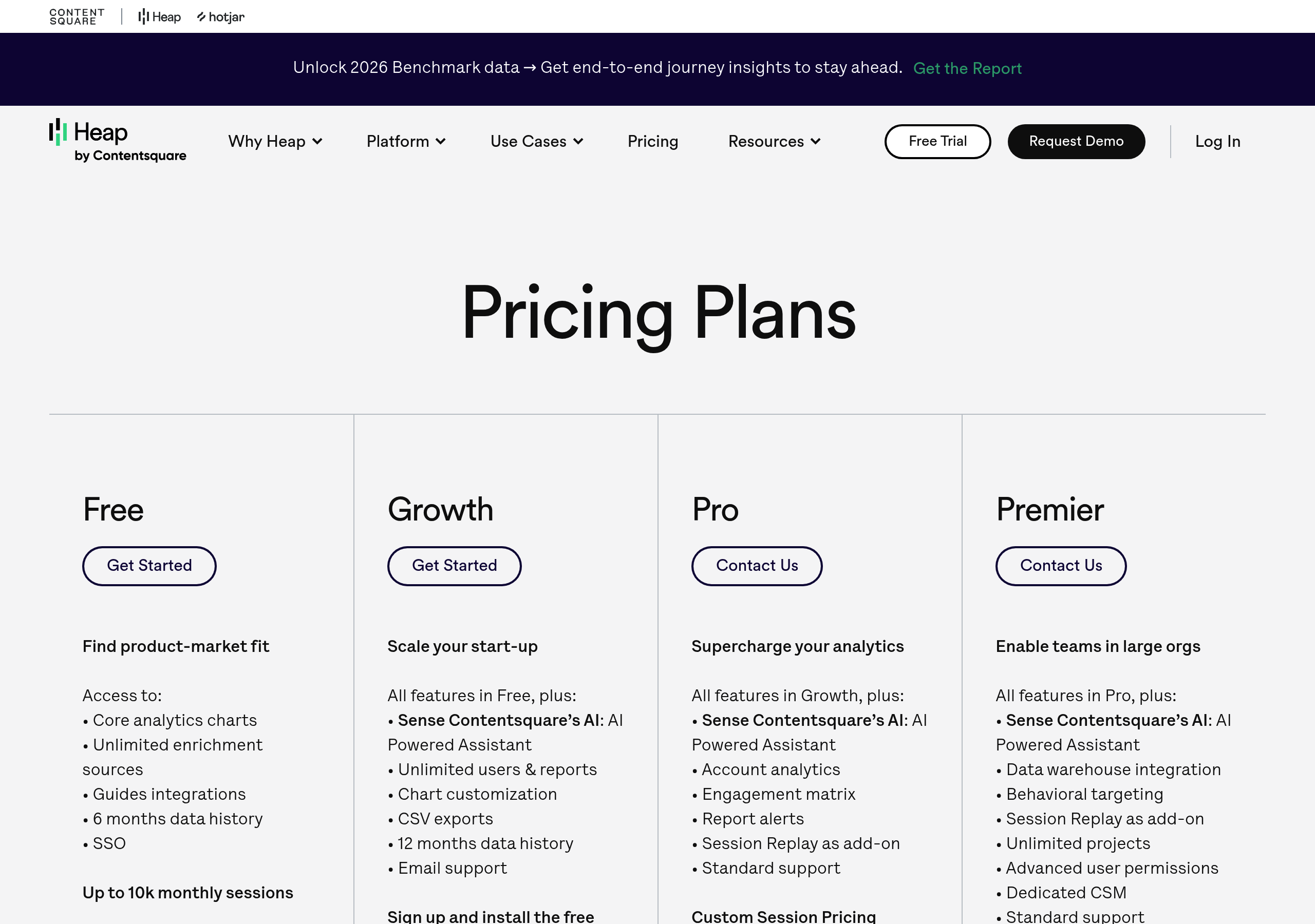 Heap – Pricing screenshot Pricing – Heap website breakdown
