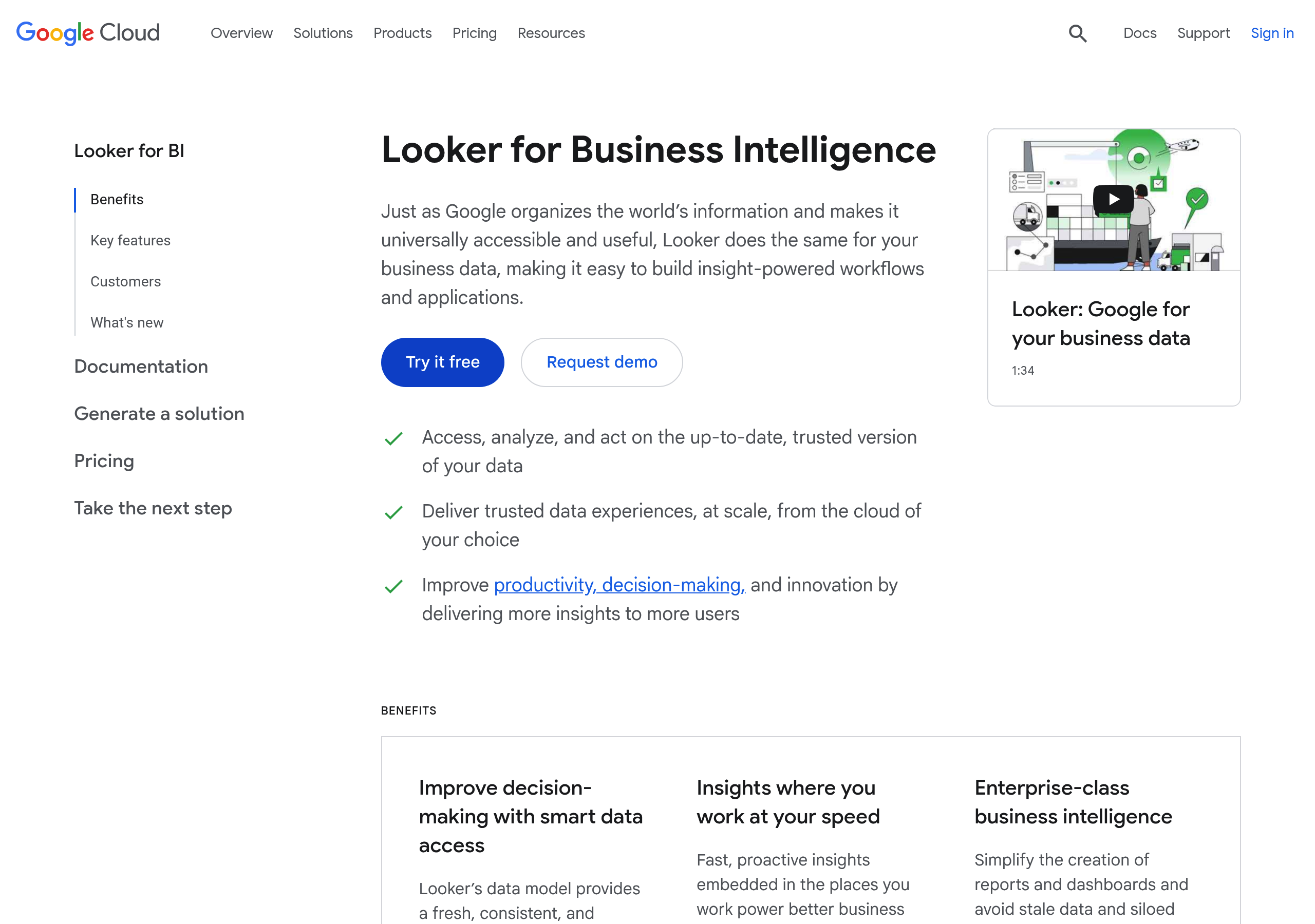 Looker – Pricing screenshot Pricing – Looker website breakdown