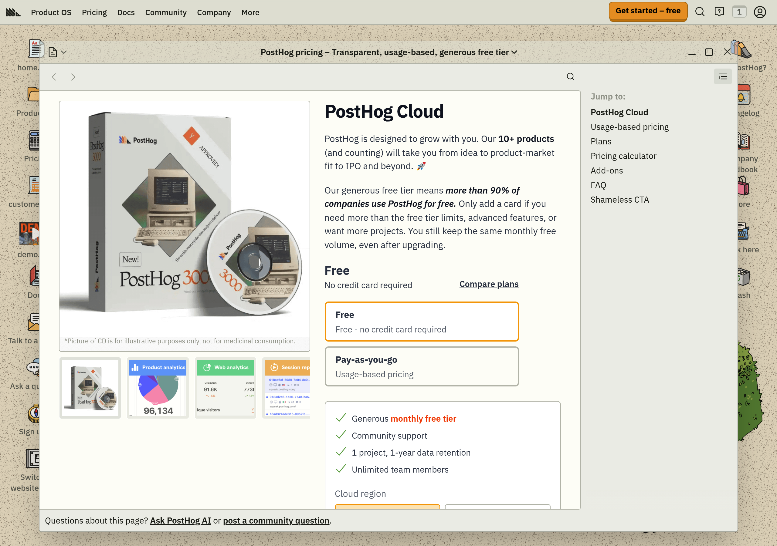PostHog – Pricing screenshot Pricing – PostHog website breakdown