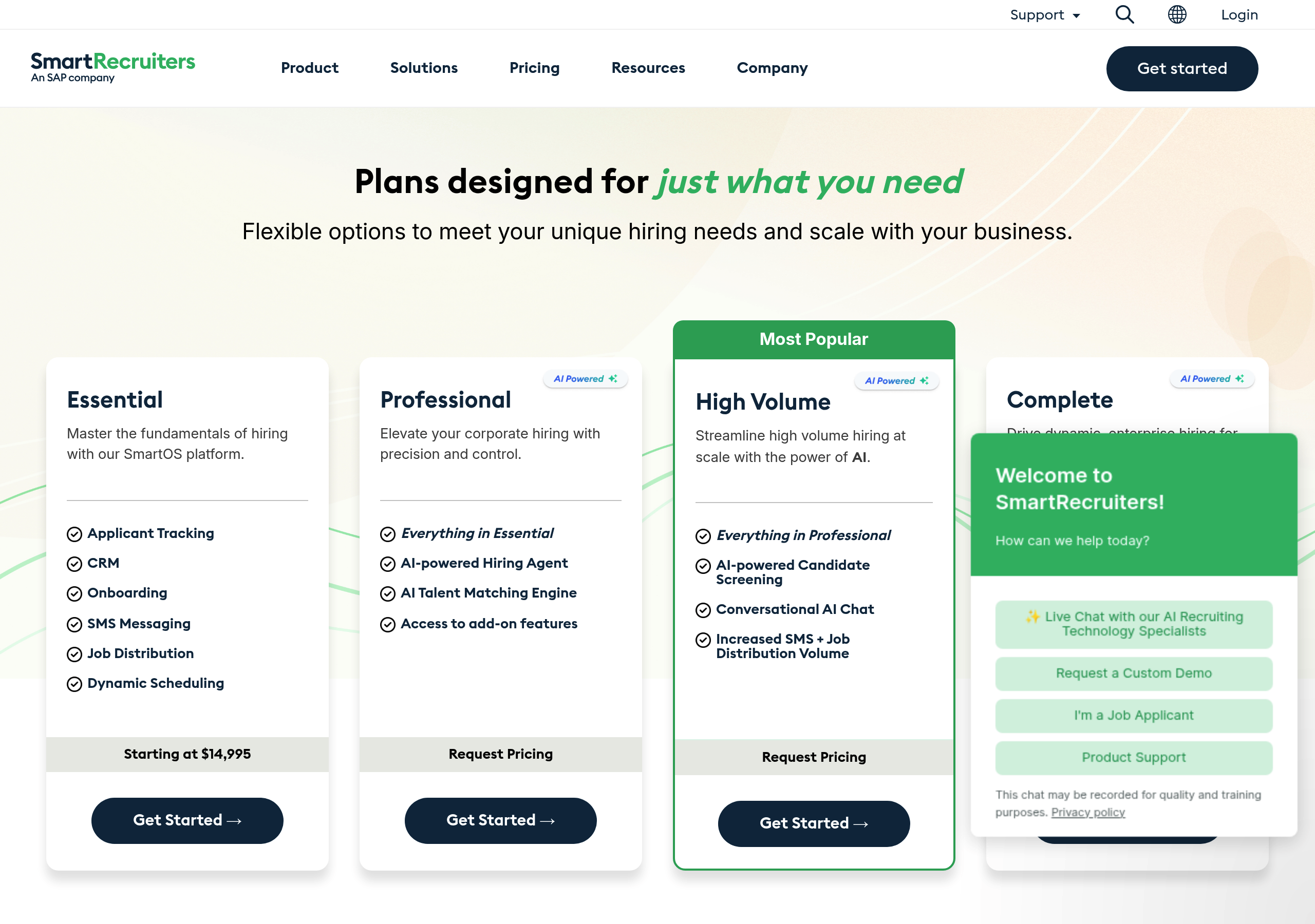 SmartRecruiters – Pricing screenshot Pricing – SmartRecruiters website breakdown