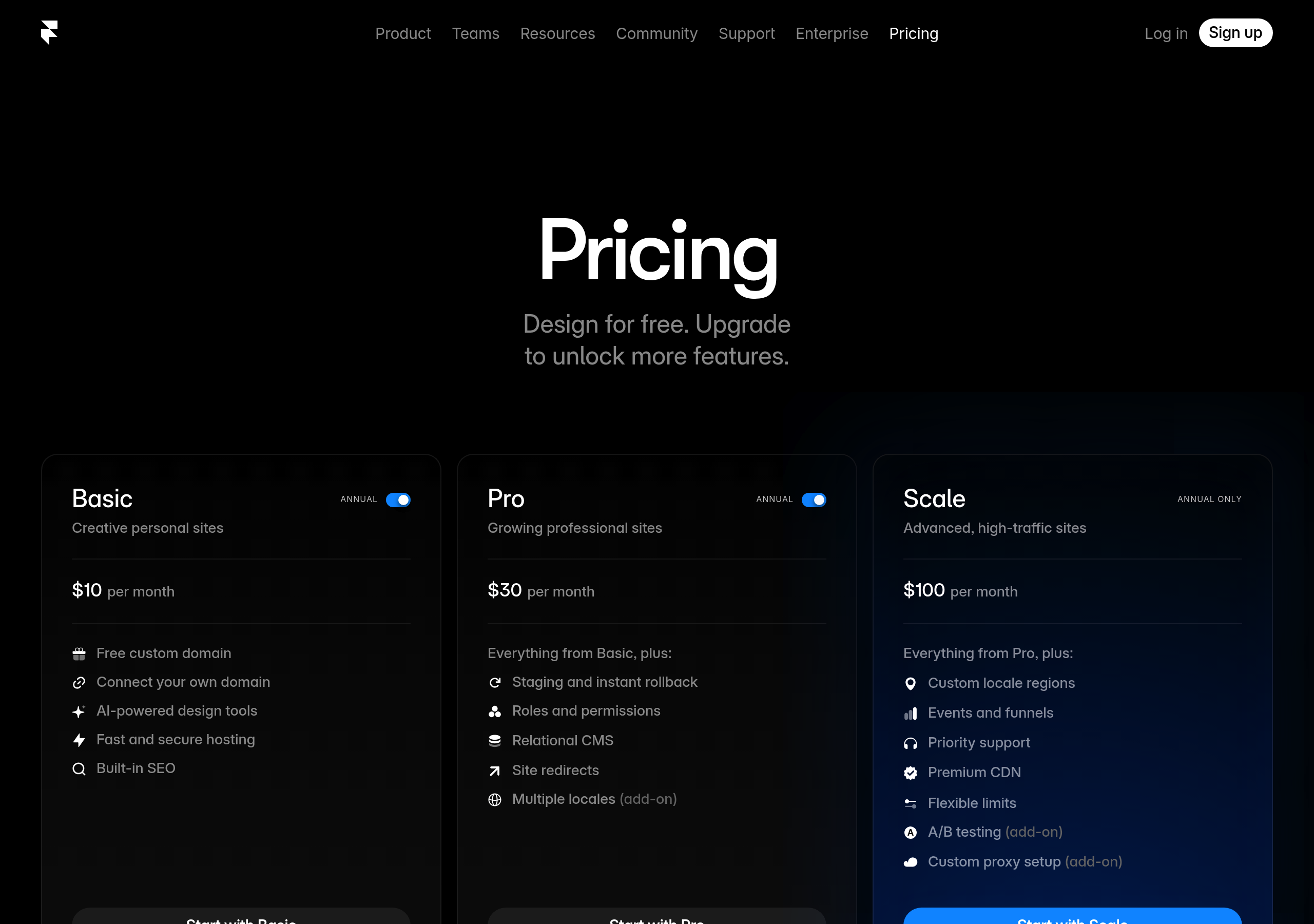 Framer – Pricing screenshot Pricing – Framer website breakdown