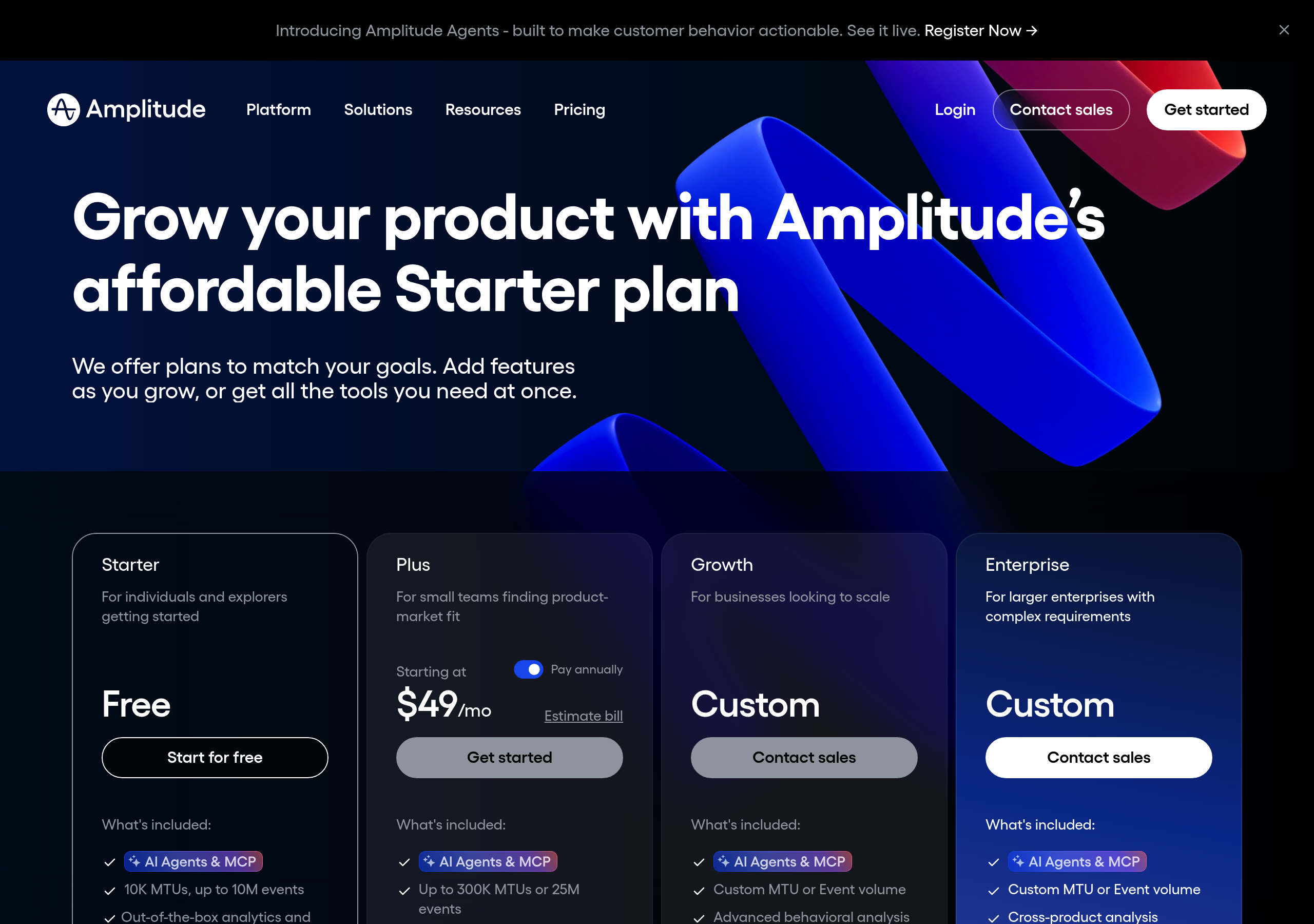Amplitude – Pricing screenshot Pricing – Amplitude website breakdown